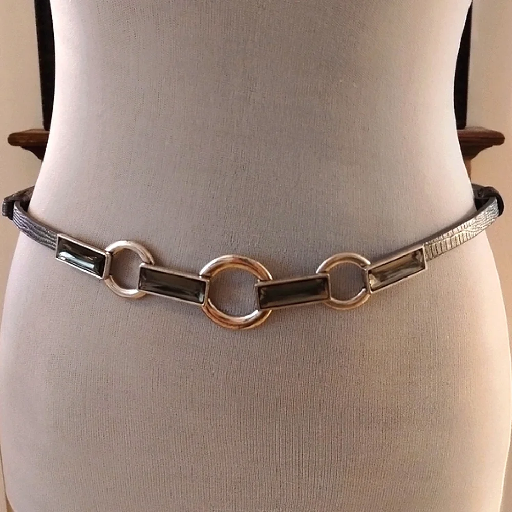 Chico's Silver Women's Belt With Pewter Color Accents Size M/L